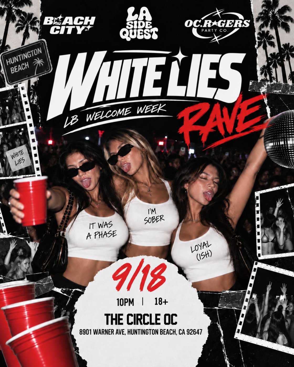 WHITE LIES RAVE | LB WELCOME WEEK 18+ flyer