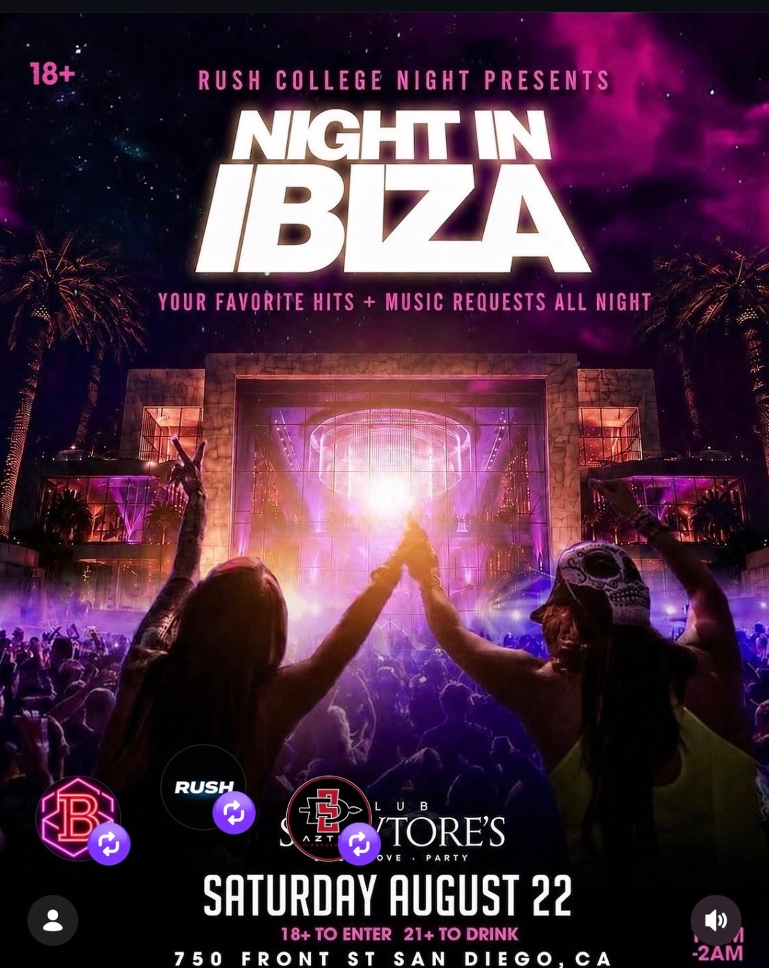 IBIZA NIGHT BROESE X RUSH flyer